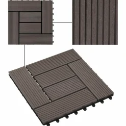vidaXL Terrasse Flise 11 pcs Mørk Brun 30 x 30 cm WPC