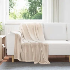vidaXL Throw tæppe Beige 130 x 150 cm Fleece