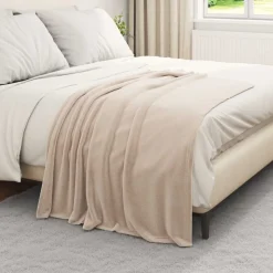 vidaXL Throw tæppe Beige 130 x 150 cm Fleece