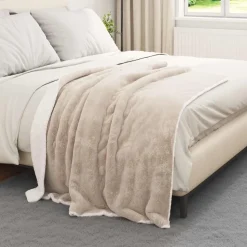vidaXL Throw tæppe Beige 130 x 150 cm Fleece
