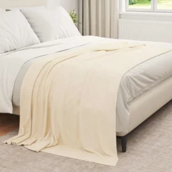 vidaXL Throw tæppe Creme 210 x 140 cm Fleece