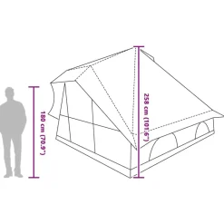 vidaXL Tipi telt med tag Grå og orange 358 x 296 x 258 cm taft