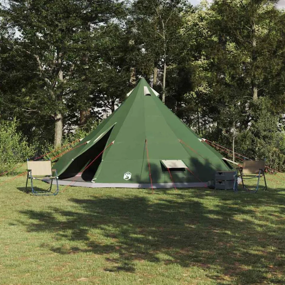 vidaXL Tipi telt med tag med opbevaring Grøn 560 x 560 x 300 cm taft