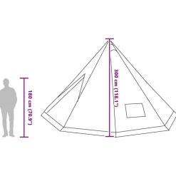 vidaXL Tipi telt med tag med opbevaring Grøn 560 x 560 x 300 cm taft