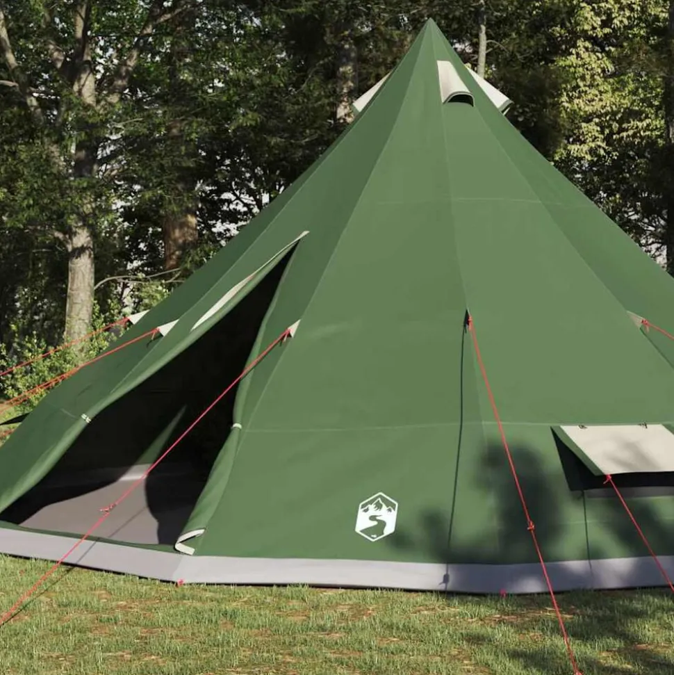 vidaXL Tipi telt med tag med opbevaring Grøn 560 x 560 x 300 cm taft