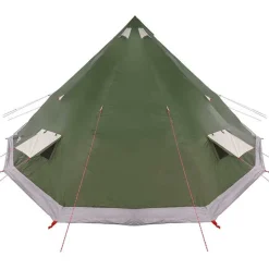 vidaXL Tipi telt med tag med opbevaring Grøn 560 x 560 x 300 cm taft