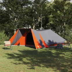 vidaXL Tipi telt med tag Grå og orange 660 x 456 x 200 cm taft