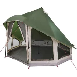 vidaXL Tipi telt med tag med opbevaring Grøn 404 x 370 x 270 cm taft