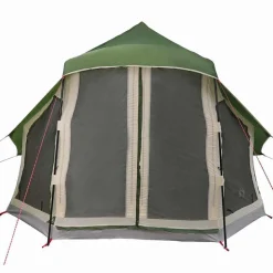 vidaXL Tipi telt med tag med opbevaring Grøn 404 x 370 x 270 cm taft