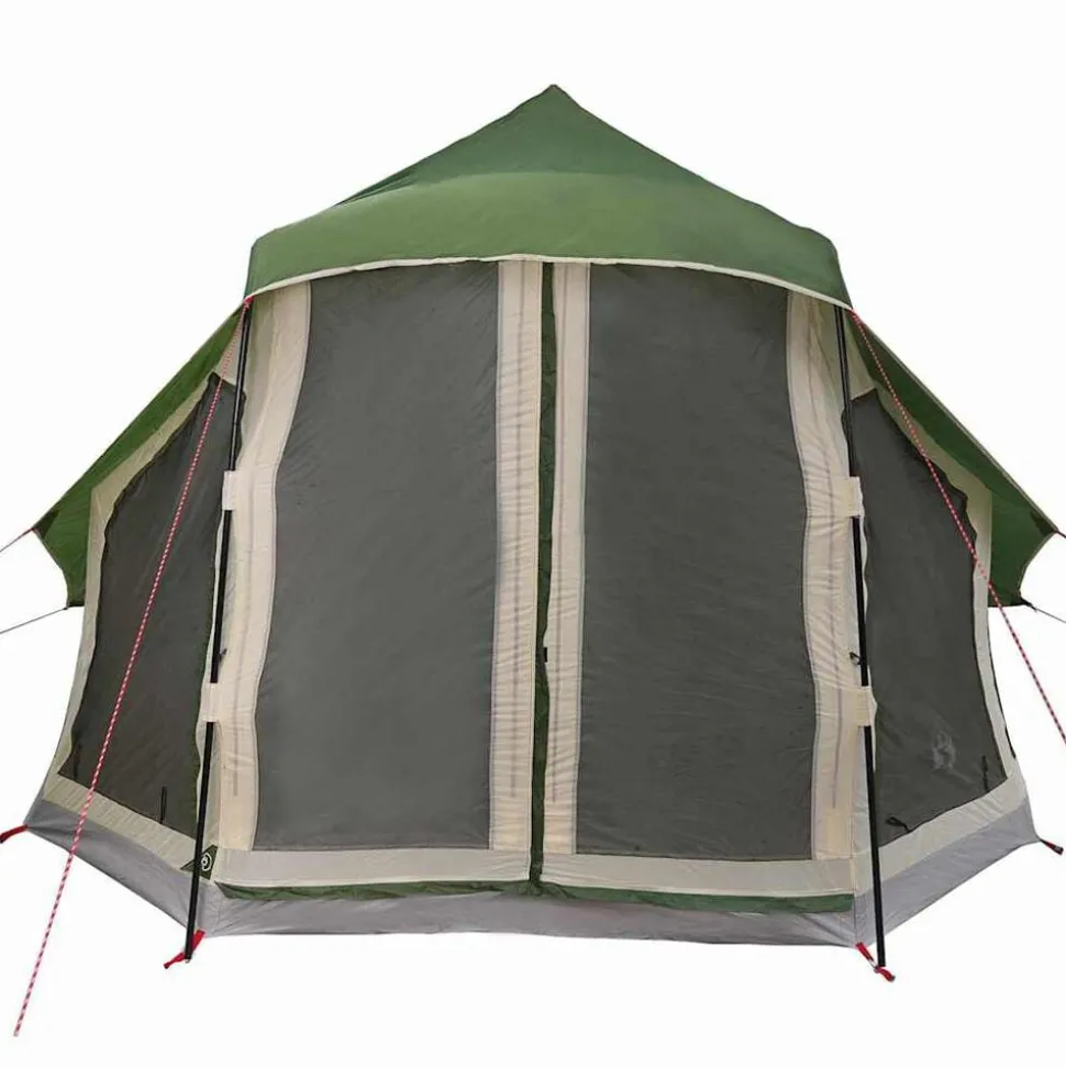 vidaXL Tipi telt med tag med opbevaring Grøn 404 x 370 x 270 cm taft