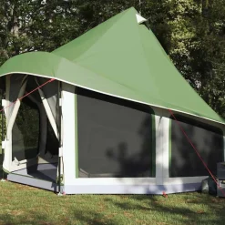 vidaXL Tipi telt med tag med opbevaring Grøn 404 x 370 x 270 cm taft