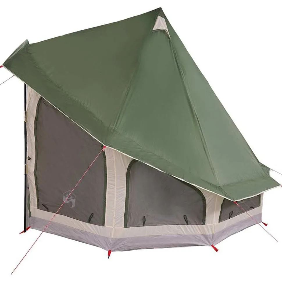 vidaXL Tipi telt med tag med opbevaring Grøn 404 x 370 x 270 cm taft
