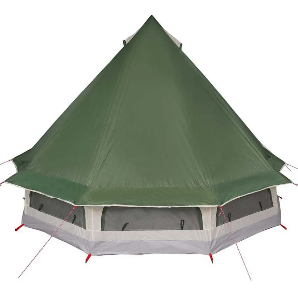 vidaXL Tipi telt med tag med opbevaring Grøn 404 x 370 x 270 cm taft
