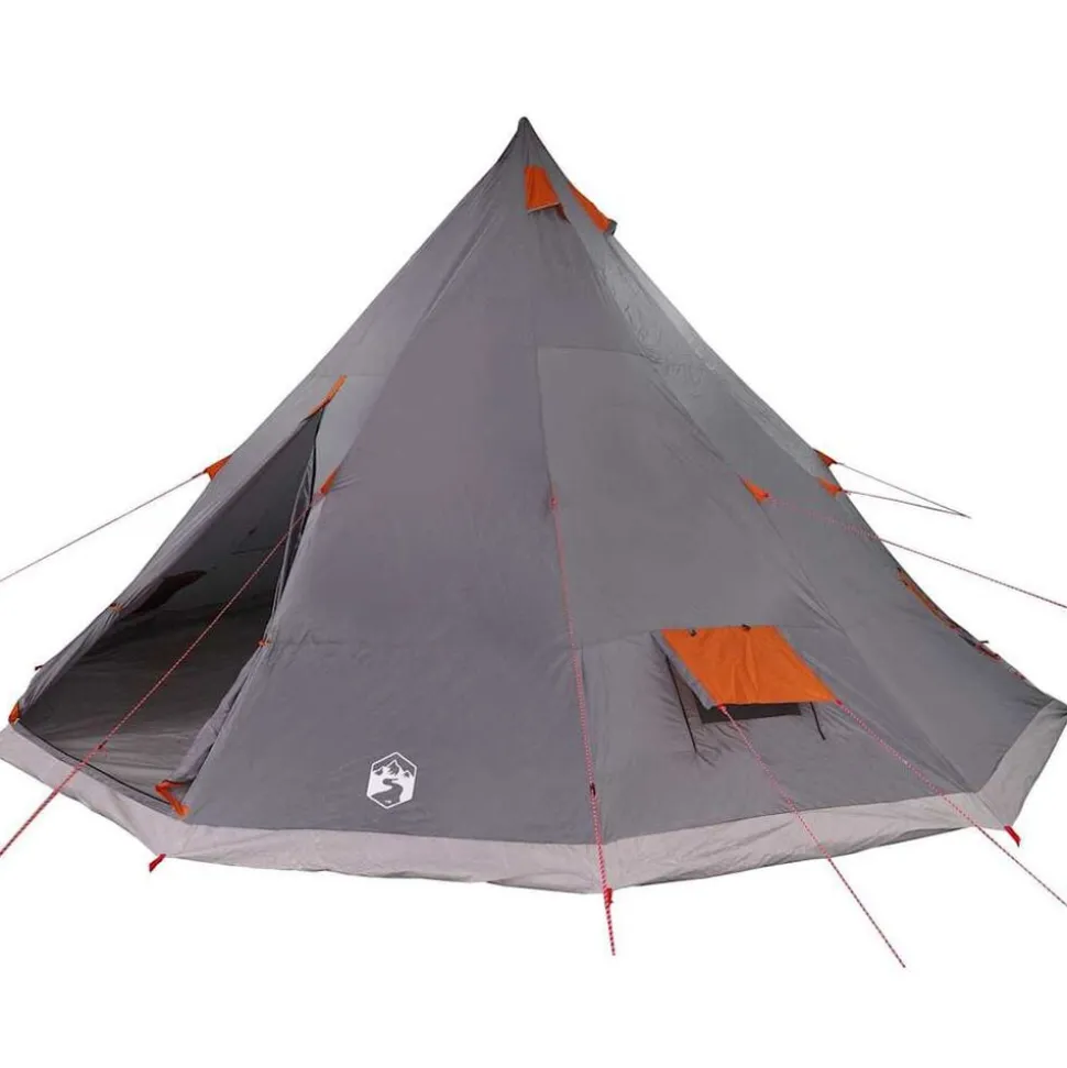 vidaXL Tipi telt med tag Grå og orange 560 x 560 x 300 cm taft