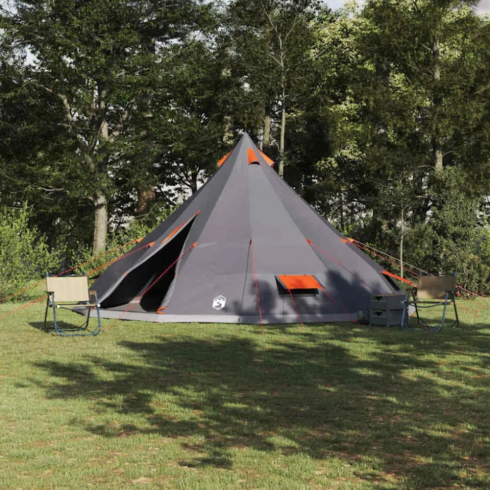 vidaXL Tipi telt med tag Grå og orange 560 x 560 x 300 cm taft