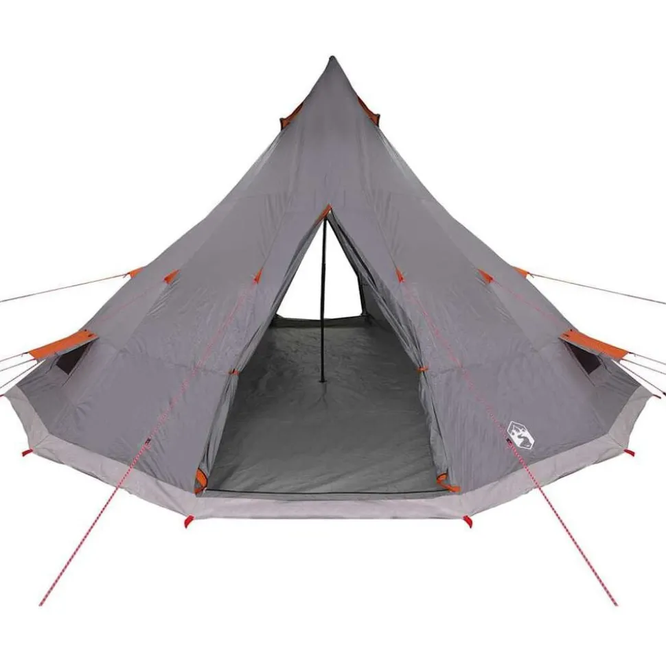 vidaXL Tipi telt med tag Grå og orange 560 x 560 x 300 cm taft