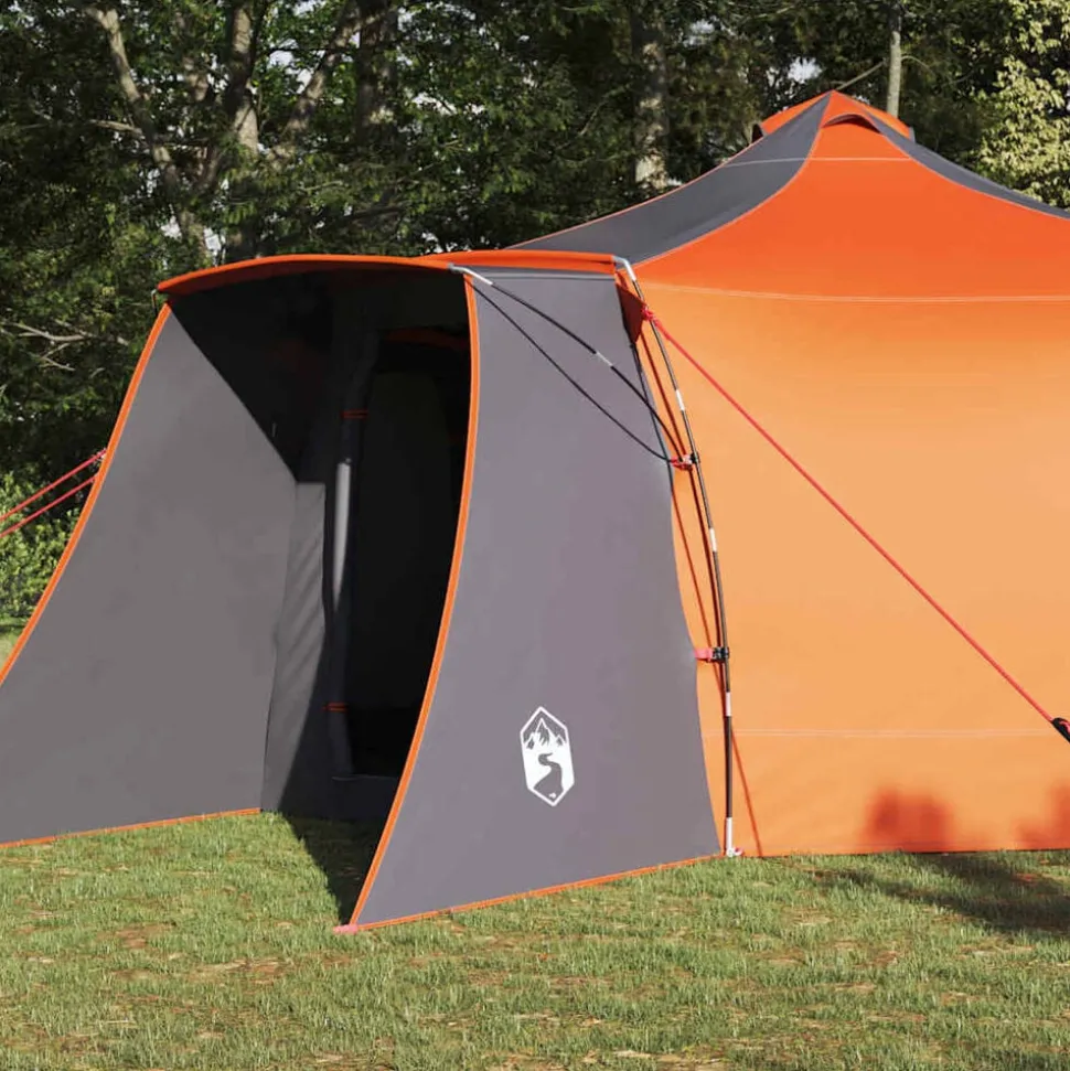 vidaXL Tipi telt med tag Grå og orange 492 x 492 x 275 cm taft