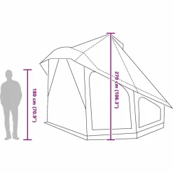vidaXL Tipi telt med tag Grå og orange 404 x 370 x 270 cm taft