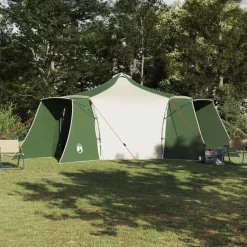 vidaXL Tipi telt med tag med opbevaring Grøn 492 x 492 x 275 cm taft