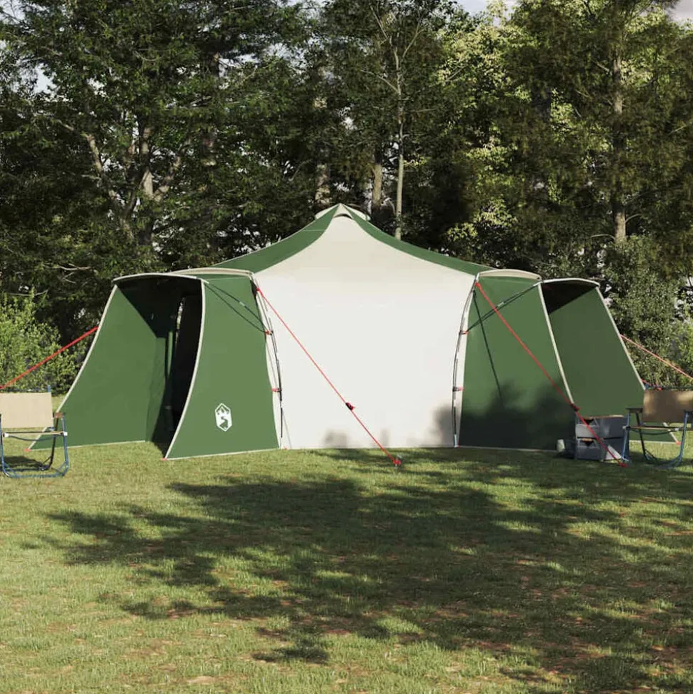 vidaXL Tipi telt med tag med opbevaring Grøn 492 x 492 x 275 cm taft