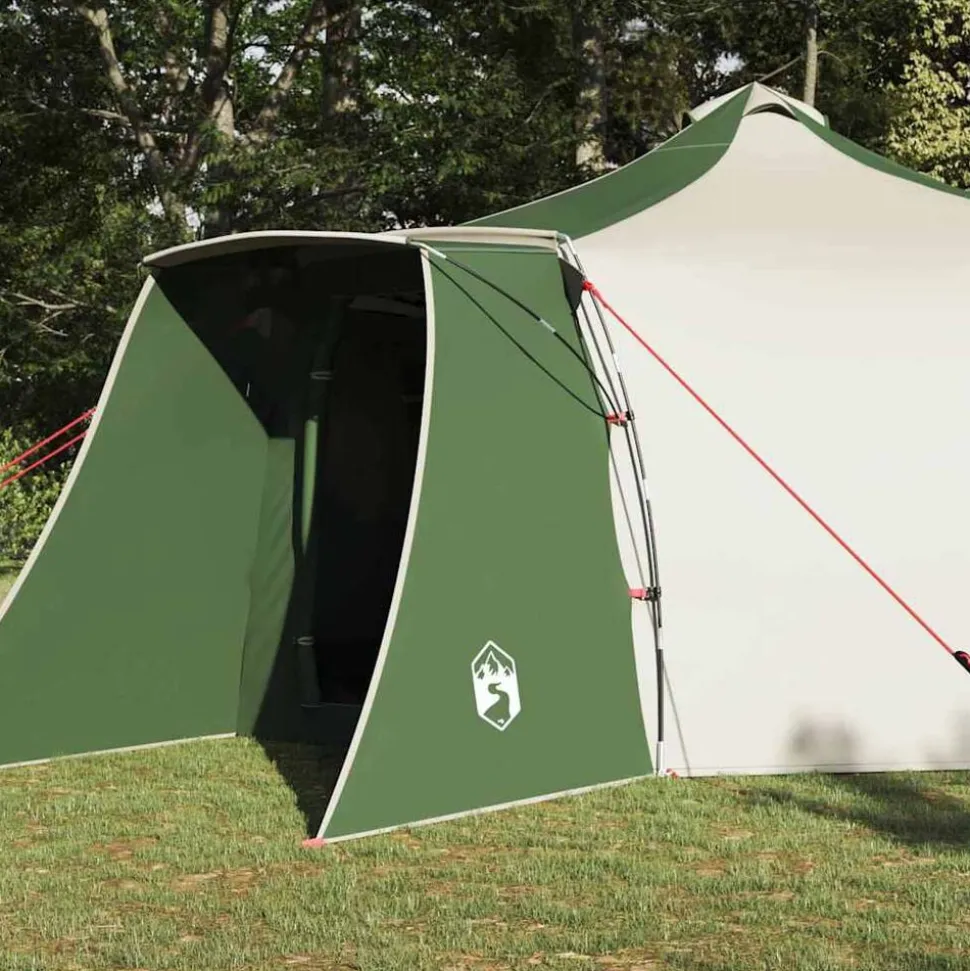 vidaXL Tipi telt med tag med opbevaring Grøn 492 x 492 x 275 cm taft
