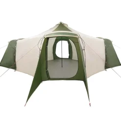 vidaXL Tipi telt med tag med opbevaring Grøn 492 x 492 x 275 cm taft