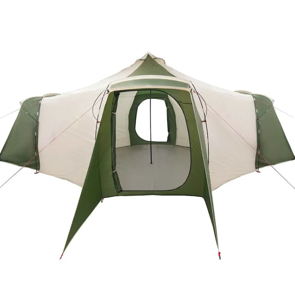 vidaXL Tipi telt med tag med opbevaring Grøn 492 x 492 x 275 cm taft