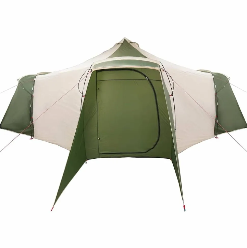 vidaXL Tipi telt med tag med opbevaring Grøn 492 x 492 x 275 cm taft