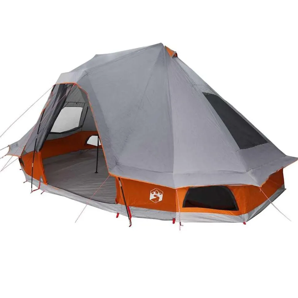 vidaXL Tipi telt med tag Grå og orange 466 x 310 x 240 cm taft