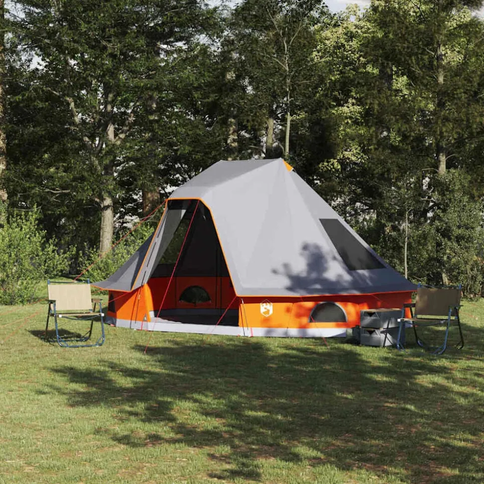 vidaXL Tipi telt med tag Grå og orange 466 x 310 x 240 cm taft
