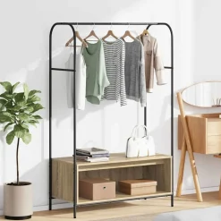 vidaXL Tøjstativ Brun eg 100 x 44 x 160 cm Konstrueret træ