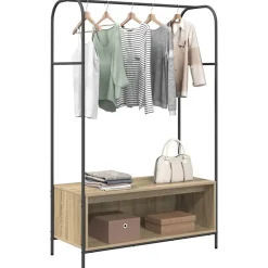 vidaXL Tøjstativ Brun eg 100 x 44 x 160 cm Konstrueret træ