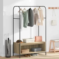 vidaXL Tøjstativ Brun eg 100 x 44 x 160 cm Konstrueret træ