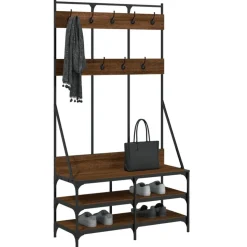 vidaXL tøjstativ med skoopbevaring 100x40x184 cm brun egetræsfarve