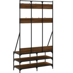 vidaXL tøjstativ med skoopbevaring 100x40x184 cm brun egetræsfarve