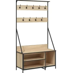 vidaXL tøjstativ med skoopbevaring 100x41x184 cm sonoma-eg