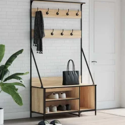 vidaXL tøjstativ med skoopbevaring 100x41x184 cm sonoma-eg