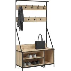 vidaXL tøjstativ med skoopbevaring 100x41x184 cm sonoma-eg