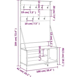 vidaXL tøjstativ med skoopbevaring 100x41x184 cm sonoma-eg