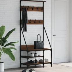 vidaXL tøjstativ med skoopbevaring 80x40x184 cm brun egetræsfarve