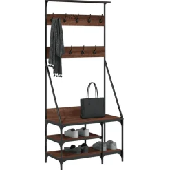 vidaXL tøjstativ med skoopbevaring 80x40x184 cm brun egetræsfarve