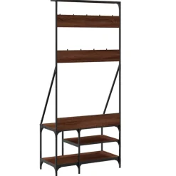 vidaXL tøjstativ med skoopbevaring 80x40x184 cm brun egetræsfarve