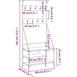 vidaXL tøjstativ med skoopbevaring 80x40x184 cm brun egetræsfarve