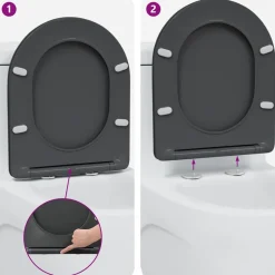 vidaXL Toilet sæde Antracit 47 x 36 x 3,4 cm Duroplast