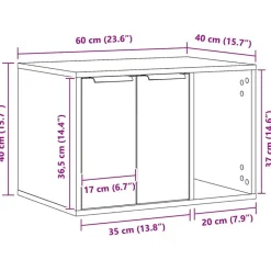 vidaXL toiletskjuler kattebakke 60x40x40 cm konstrueret træ kunsteg