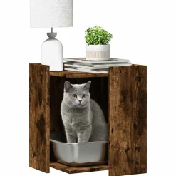 vidaXL toiletskjuler kattebakke 42x42x51 cm konstrueret træ røget eg