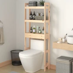 vidaXL toiletstativ 63x26x171 cm massivt fyrretræ
