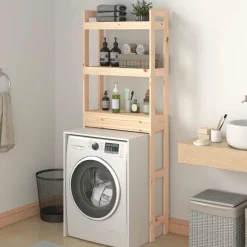 vidaXL toiletstativ 63x26x171 cm massivt fyrretræ
