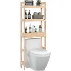 vidaXL toiletstativ 63x26x171 cm massivt fyrretræ