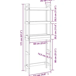 vidaXL toiletstativ 63x26x171 cm massivt fyrretræ